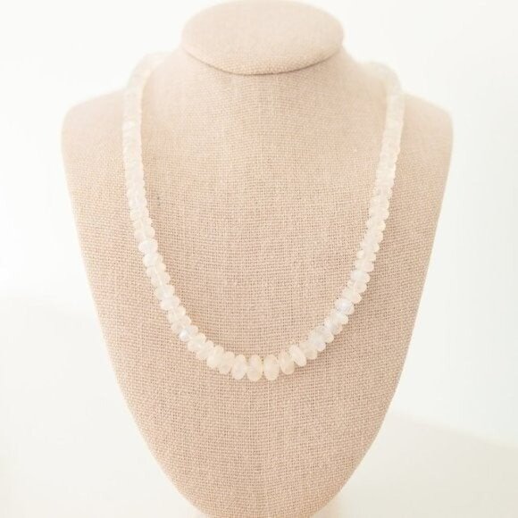 Necklace STUNNING Moonstone Necklace AAA Genuine Blue Fire Moonstone Beaded - Picture 7 of 12